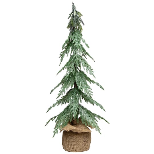 24" Unlit Mini Icy Pine Christmas Tree in Burlap Base By Northlight in Green | Michaels®